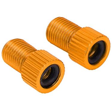 Imagem de SPYMINNPOO 2 adaptadores de válvula Presta, converte Presta em Schrader, converte Presta em Schrader adaptador para bicicleta, conversor de válvula de bicicleta Presta para Schrader, adaptador de bomba de bicicleta à prova de desgaste (dourado)