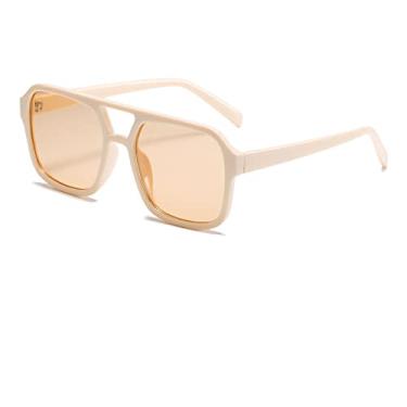 Imagem de Óculos de sol amarelos femininos vintage de luxo superdimensionados femininos óculos de condução óculos de sol na moda tons exclusivos, chá bege, outros