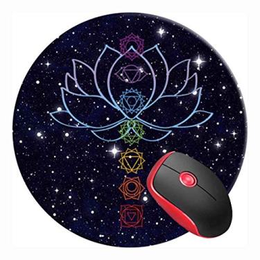 Imagem de Mouse Pad Namaste Flower Chakras Zen, Mouse pad redondo, Base de borracha antiderrapante para laptop e computador