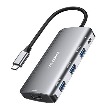 Imagem de Hub USB C Vilcome 7 em 1 adaptador multiportas USB C Hub com 4K USB C para HDMI, leitor de cartão SD/TF e 3 portas USB 3.0, entrega de energia de 87W, para MacBook Pro, Pixelbook, XPS, e mais