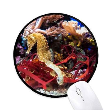 Imagem de DIYthinker Ocean Deep Water Blue Hippocampus Water Mouse Pad Desktop Office Tapete Redondo para Computador
