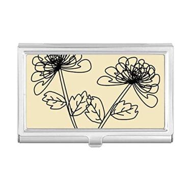 Imagem de Porta-cartões de visita com ilustração de linha de crisântemo desenhado à mão
