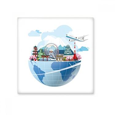 Imagem de Travel Journey Japan Sakura Avião Azulejo de cerâmica brilhante Decalque de tijolos esmaltados