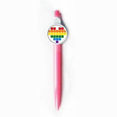 Imagem de Rainbow Gay Lésbica Pequena Caixa Coração LGBT Ponta esferográfica Azul Retrátil Caneta Escrever Papelaria