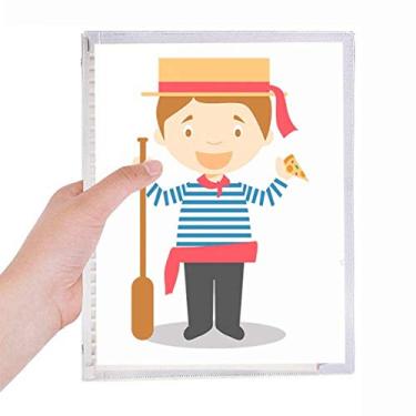 Imagem de Caderno de folhas soltas e brancas azuis com listras italianas