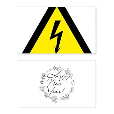Imagem de Símbolo de aviso amarelo preto choque elétrico triângulo ano ano novo cartão felicitações mensagem presente