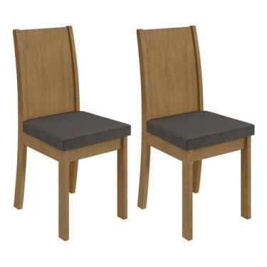 Imagem de Conjunto 2 Cadeiras Athenas Amêndoa/Veludo Marrom - Móveis Lopas