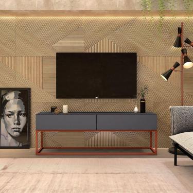 Imagem de Rack Eros Estilo Industrial 140cm Sala Estar Cinza/Cobre