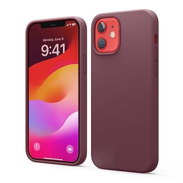 Imagem de elago Capa compatível com iPhone 12 e iPhone 12 Pro, silicone líquido, capa protetora de corpo inteiro, fina, forro de microfibra macio antiarranhões, 6,1 polegadas (Borgonha)