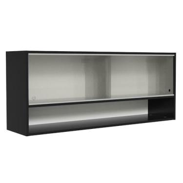 Imagem de Armário Aéreo 120cm 2 Portas Correr Vidro Pontilhado 1 Nicho Madesa