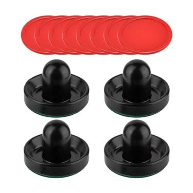 Imagem de Fancyes 4 pçs empurradores de hóquei de ar e 8 pçs pucks slider empurrador objetivo alças substituição padrão air hockey pucks para mesas de jogo festa, preto