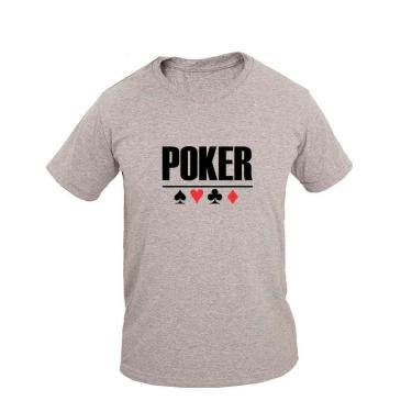 Imagem de Camiseta Masculina Casual Algodão Manga Curta Estampa Poker