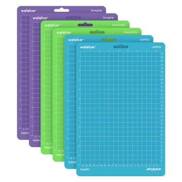 Imagem de Welebar Tapetes de corte de 21,6 x 30,5 cm compatíveis com Cricut Joy Xtra, adesivo variado (aderência, leveza, forte aderência, 6 tapetes) tapete de corte antiderrapante para costura e artesanato