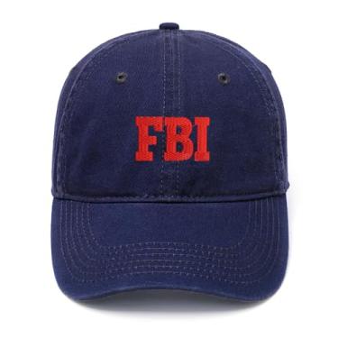 Imagem de L8502-LXYB Boné de beisebol masculino bordado FBI algodão lavado, Azul marino, 7 1/8