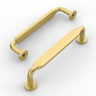 Imagem de ROMATEE Pacote com 10 puxadores de armário de cozinha dourados foscos de 96 mm puxadores de armário de cozinha puxadores de armário de cozinha puxadores de armário de cozinha puxadores de gaveta