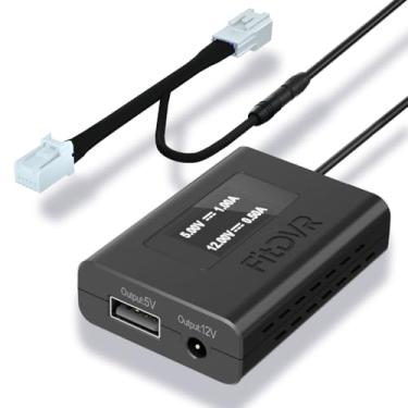 Imagem de FitDVR Adaptador de alimentação Dash Cam (10 pinos) para Hyundai, Kia, Genesis, fonte de alimentação USB, conecta-se ao espelho retrovisor, proteção de fusível, fácil de instalar, saída de 5V 12V,