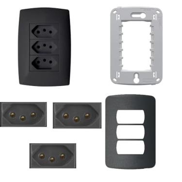 Imagem de CONJUNTO 3 TOMADAS TOMADA TRIPLA 20 AMPERES 4X2 - BLUX HOME GRAFITE