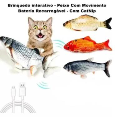 Imagem de Peixe elétrico brinquedo pet Usb pet para gato de todas as idades - Na