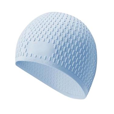 Imagem de Pegciuho Touca de Natação Elastomérica Feminina Masculina Chapéu de Natação, Confortável, Touca de Piscina Elástica para Treinamento, Touca de Natação de Silic, azul claro