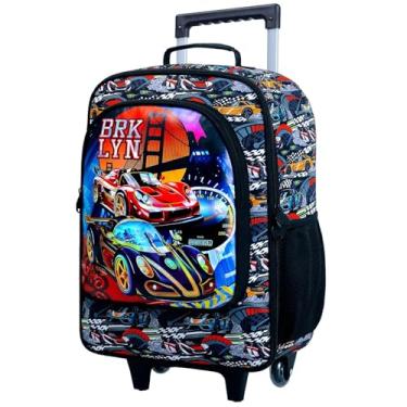 Imagem de Mala infantil para meninos e meninas, linda mala de rodinhas para crianças, mala de viagem, Bagagem de corrida vermelha com ponte suspensa com impressão UV, One Size, Bagagem de corrida para meninos