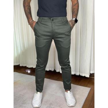 Imagem de Calças Sport Fino Skinny Masculina Bolso Faca - Next Jeans, Verde mili