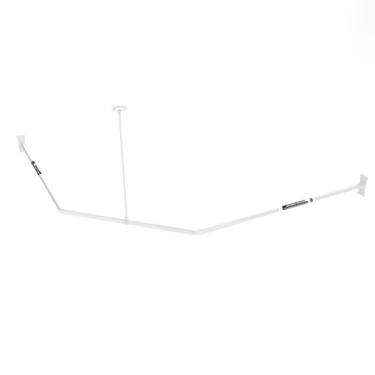 Imagem de Naiture Corner Haste de cortina de chuveiro de alumínio em forma de diamante, 76 x 66 x 76 cm, acabamento branco brilhante, com suporte de teto para banheiro, banheira, armário ou provador, espaço