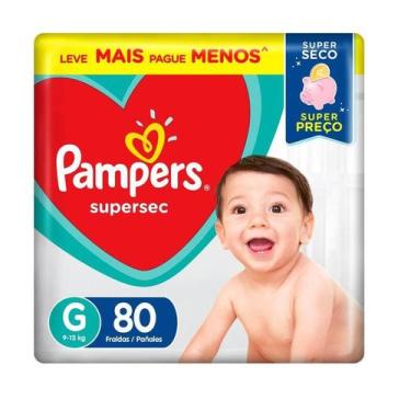 Imagem de Fralda Descartável Pampers Supersec Jumbo G 80 Tiras, 80, G