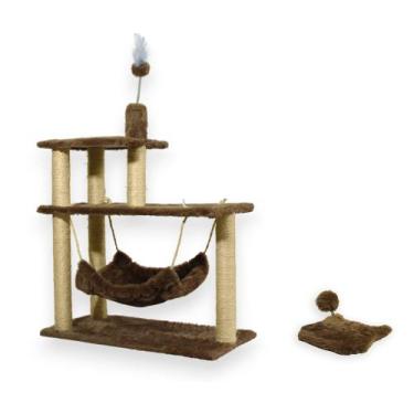 Imagem de Arranhador para Gatos Sisal Plataforma 3 Andares com Brinquedo Mola Ma