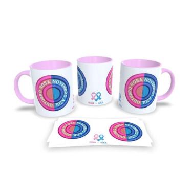 Imagem de Canecas Rosa de Porcelana Personalizadas Outubro Azul - Estampa Sublim