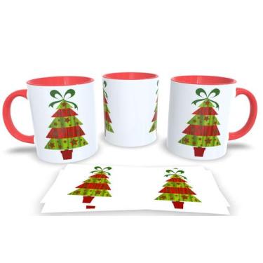 Imagem de Canecas Vermelha de Porcelana Personalizadas  Arvore de Natal - Estamp