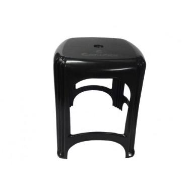 Imagem de Kit 3 Banqueta Plástica Reforçada Cap. 120kg Preta - GIBAFER