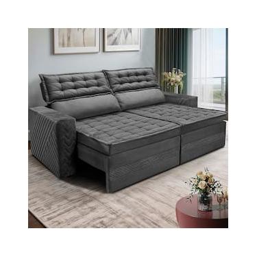 Imagem de Sofá 4 Lugares Cama inBox Cielo com Assento Retrátil, Encosto Reclinável em Suede Velusoft e 230cm de Largura