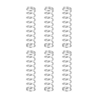 Imagem de uxcell 6 molas de compressão, 1,6 mm de diâmetro do fio x 12 mm OD x 50 mm de comprimento, extensão de aço inoxidável 304, mola esferográfica, molas de pressão para reparos domésticos em lojas, prata