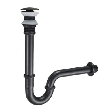 Imagem de MENATT Armadilha P de aço inoxidável com rolha de pia de banheiro, conjunto de armadilha de garrafa de drenagem de pia 1-1/4 sem transbordamento - altura ajustável, kit completo de encanamento de pia