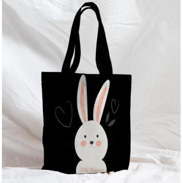 Imagem de Bolsa Sacola Artesanal de Tecido Coelho Páscoa Preto - Core Decore