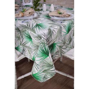 Imagem de Toalha de Mesa Retangular em Tecido Jacquard Estampado Palm Verde, 1,4