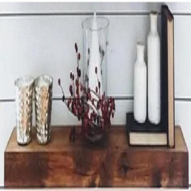 Imagem de Prateleira Com Suporte Invisível Madeira Maciça 55x15 - Cor Imbuia - L