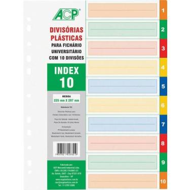 Imagem de Divisória Fichário Plástica 10 Projeções Colorida A4 - ACP