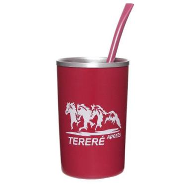 Imagem de Copo para Tereré Rosa de Alumínio Revestido em Plástico com Bomba Rode