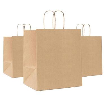 Imagem de Kit com 10Un de Sacolas de Papel Kraft Média Fundo Largo Biodegradável