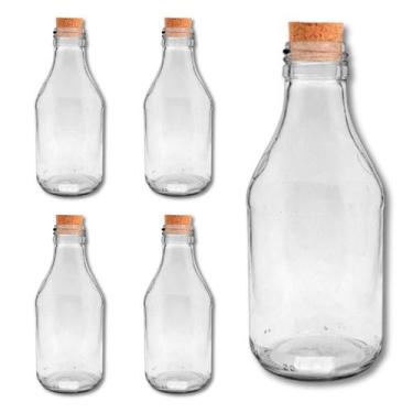 Imagem de 5 Garrafinhas De Vidro 200 Ml Com Rolha Coquinho - Tykhê