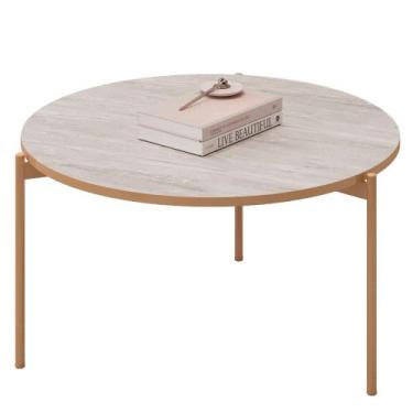 Imagem de Mesa de Centro Redonda Para Sala Pé Metal Nala D04 Quartzo - Mpozenato