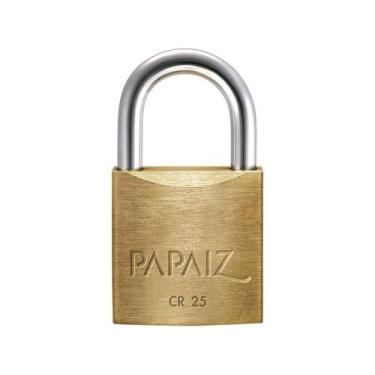 Imagem de Cadeado Chave Papaiz Clássica Standard CR25 - 25mm Amarelo e Cromado, 