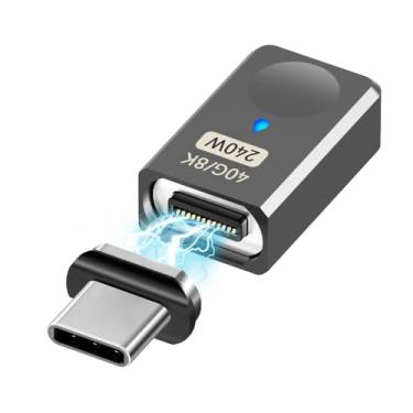 Imagem de SHEEAST Adaptador magnético USB C reto 240W USB tipo C conector 24 pinos com transferência de dados USB4 40Gps, compatível com Steam Deck, MacBook Pro/Air iPad Pro, telefones