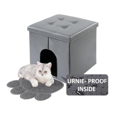 Imagem de MEEXPAWS Caixa de areia para gatos para móveis ocultos, armário de armazenamento de banco de banheiro para gatos pequenos 50 cm x 50 cm | À prova de cães | Impermeável por dentro | Fácil de limpar |