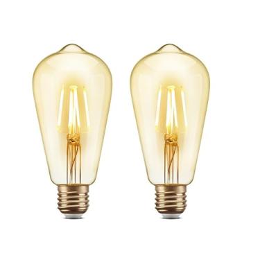Imagem de Lâmpada Filamento LED ST64 Decorativa Retrô Vintage Âmbar Bivolt VRS Lighting (Kit 2 Unidades)