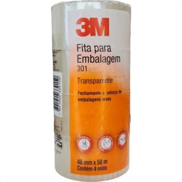 Imagem de Fita Adesiva Embalagem 3M Transparente 48Mm X 50M - Kit C/4 Pecas