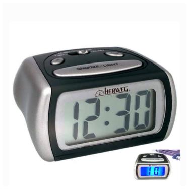 Imagem de Relógio Despertador Digital Herweg 2916, Cinza Metálico
