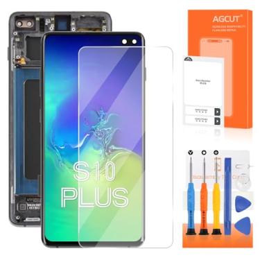 Imagem de Substituição de tela OLED para Samsung Galaxy S10 Plus para tela Samsung S10 Plus LCD SM-G975U SM-G975F Substituição de tela digitalizador Touch Assembly com moldura (com impressão digital) (preto)