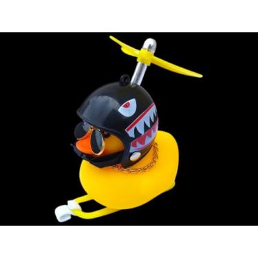 Imagem de Patinho Enfeite De Guidão Sino Buzina Moto Bike Universal Bicicleta mobilete Pintinho Pato com Capacete de Galinha luz de led interno Helice Duck Malandro Oculos corrente pescoço Sortidos